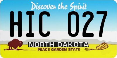 ND license plate HIC027