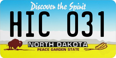 ND license plate HIC031