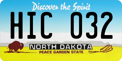 ND license plate HIC032