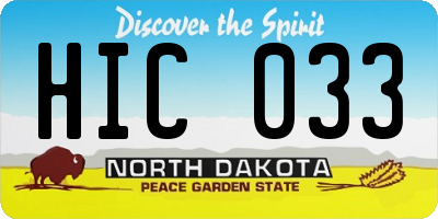 ND license plate HIC033