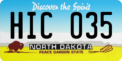 ND license plate HIC035