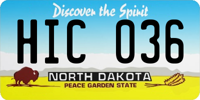 ND license plate HIC036