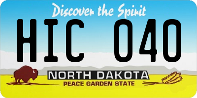 ND license plate HIC040