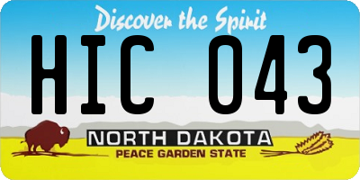 ND license plate HIC043