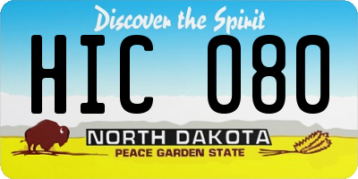 ND license plate HIC080