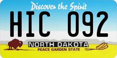 ND license plate HIC092
