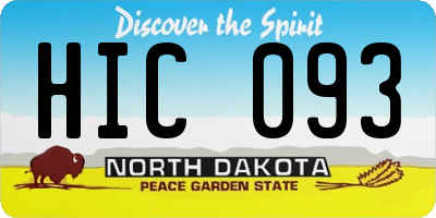 ND license plate HIC093
