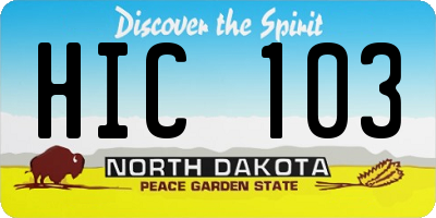 ND license plate HIC103