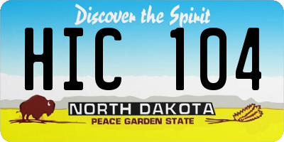 ND license plate HIC104