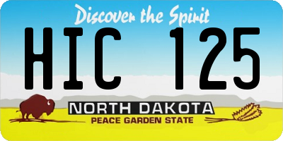 ND license plate HIC125