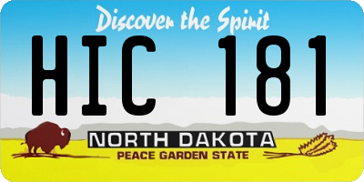ND license plate HIC181