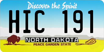 ND license plate HIC191