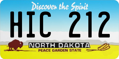 ND license plate HIC212