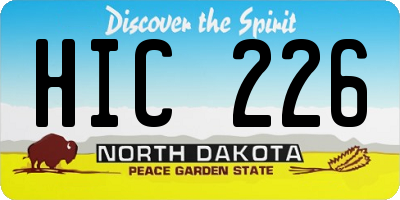 ND license plate HIC226