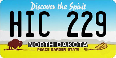 ND license plate HIC229