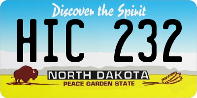 ND license plate HIC232