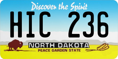 ND license plate HIC236