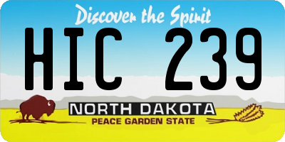 ND license plate HIC239