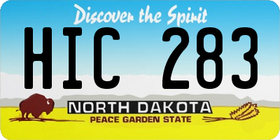 ND license plate HIC283