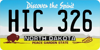 ND license plate HIC326