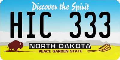 ND license plate HIC333
