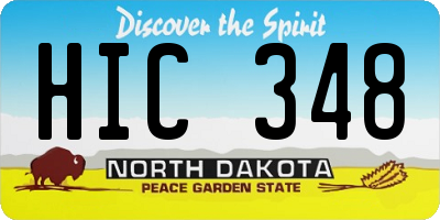 ND license plate HIC348