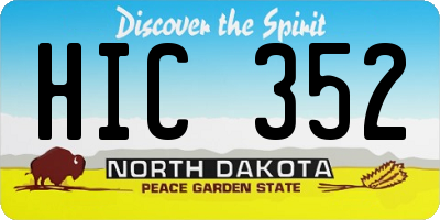 ND license plate HIC352