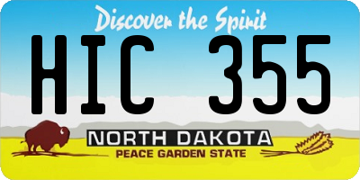 ND license plate HIC355