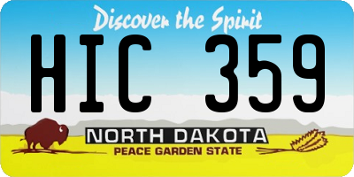 ND license plate HIC359