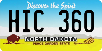 ND license plate HIC360