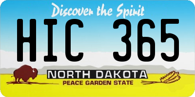 ND license plate HIC365