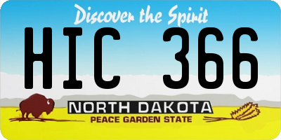 ND license plate HIC366