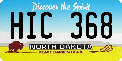 ND license plate HIC368