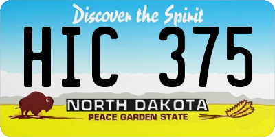 ND license plate HIC375