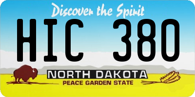 ND license plate HIC380