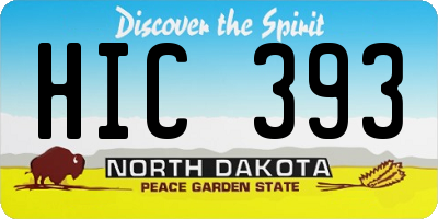 ND license plate HIC393
