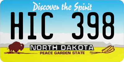 ND license plate HIC398