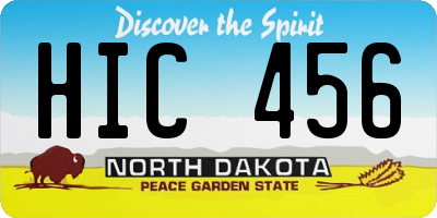 ND license plate HIC456