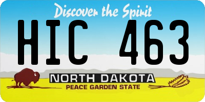 ND license plate HIC463