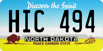 ND license plate HIC494