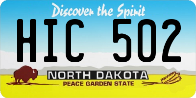 ND license plate HIC502
