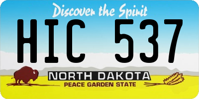 ND license plate HIC537