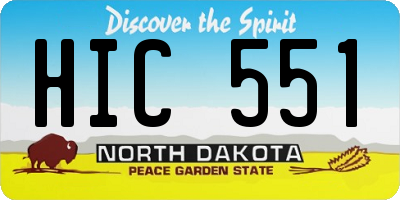 ND license plate HIC551