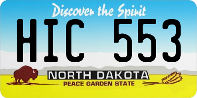 ND license plate HIC553