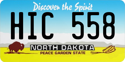 ND license plate HIC558
