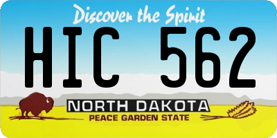 ND license plate HIC562