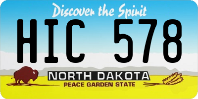 ND license plate HIC578