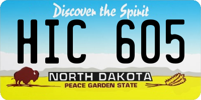 ND license plate HIC605