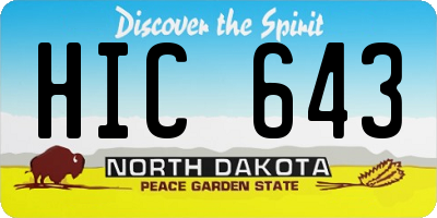 ND license plate HIC643