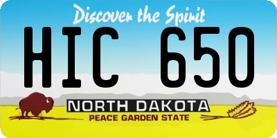 ND license plate HIC650